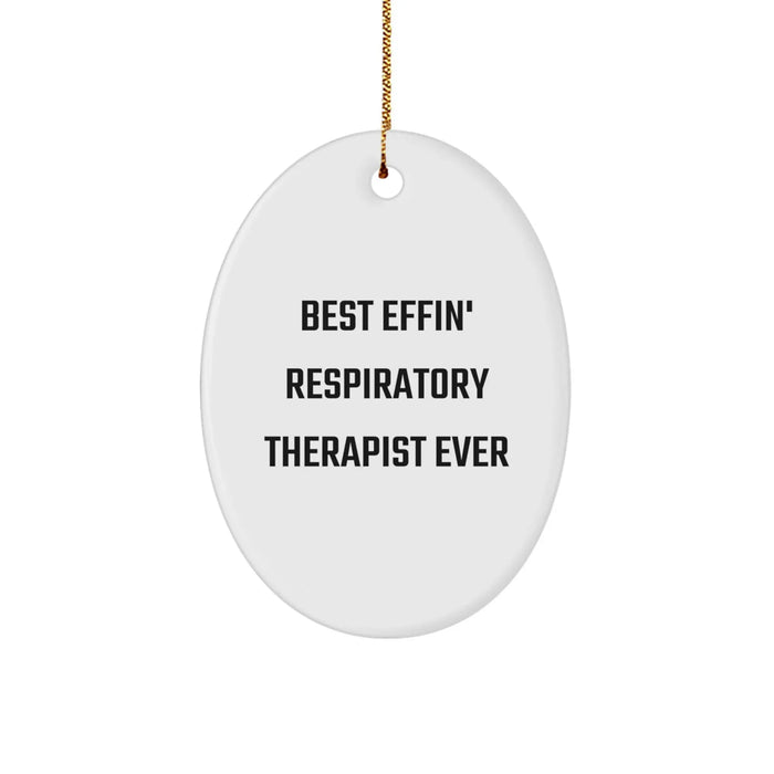 Funny Respiratory Therapist Gifts from Friends for Men, Women, Christmas Unique Oval Ornament - Image 1