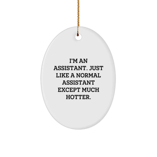 Funny Assistant Oval Ornament Gifts from Friends for Christmas, White Oval Shaped Desk Assistant Decor, Hot Assistant Quote Christmas Unique Gifts - Image 1
