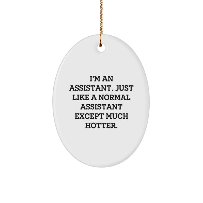 Funny Assistant Oval Ornament Gifts from Friends for Christmas, White Oval Shaped Desk Assistant Decor, Hot Assistant Quote Christmas Unique Gifts - Image 1
