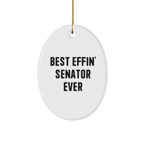 Funny Senator Oval Ornament Gifts for Senator from Friends and Family, Best Effin' Senator Ever Christmas Unique Gifts - Image 1