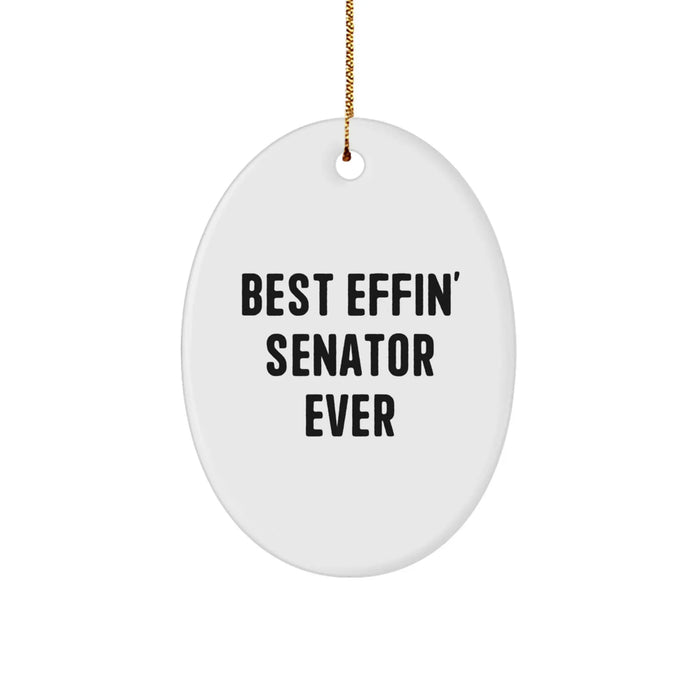 Funny Senator Oval Ornament Gifts for Senator from Friends and Family, Best Effin' Senator Ever Christmas Unique Gifts - Image 1