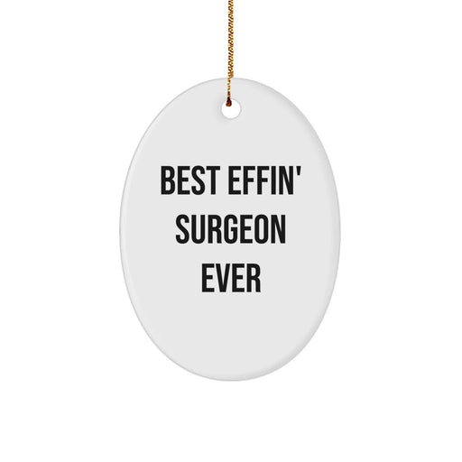Funny Surgeon Gifts for Men - Best Effin' Surgeon Ever Oval Ornament, Christmas Unique Gifts - Image 1