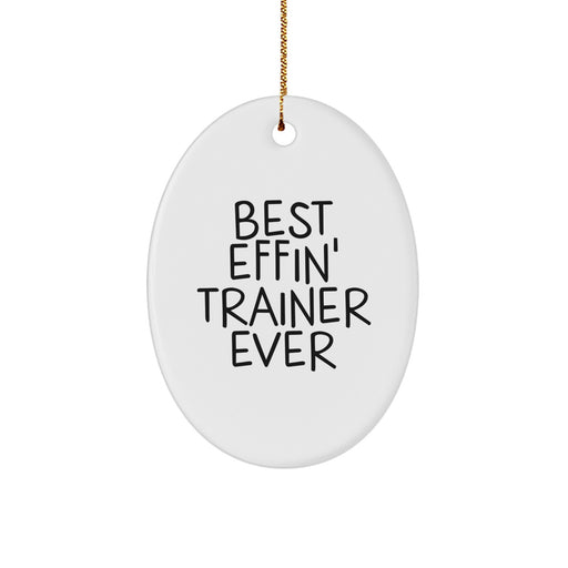 Funny Trainer Gifts from Men to Trainer, Best Effin' Trainer Ever Oval Ornament for Christmas Unique Gifts - Image 1
