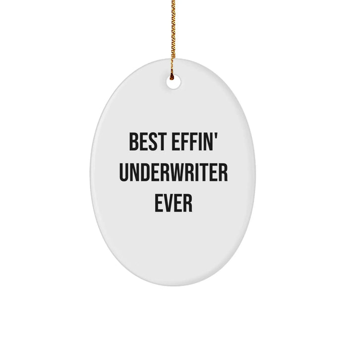 Funny Underwriter Gifts from Friends - Best Effin' Underwriter Ever Oval Ornament for Christmas Unique Gifts for Underwriter Men - Image 1