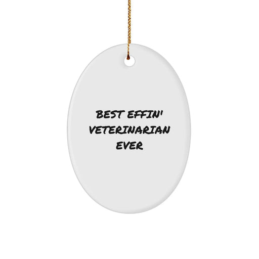 Funny Veterinarian Oval Ornament Gifts from Men to Women Friends Family, Best Effin' Veterinarian Ever Unique Christmas Unique Gifts for Veterinarian - Image 1