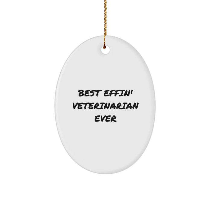 Funny Veterinarian Oval Ornament Gifts from Men to Women Friends Family, Best Effin' Veterinarian Ever Unique Christmas Unique Gifts for Veterinarian - Image 1