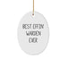 Funny Warden Gifts for Men - Oval Ornament with Best Effin' Warden Ever Quote, Christmas Unique Gifts from Friends to Warden - Image 1