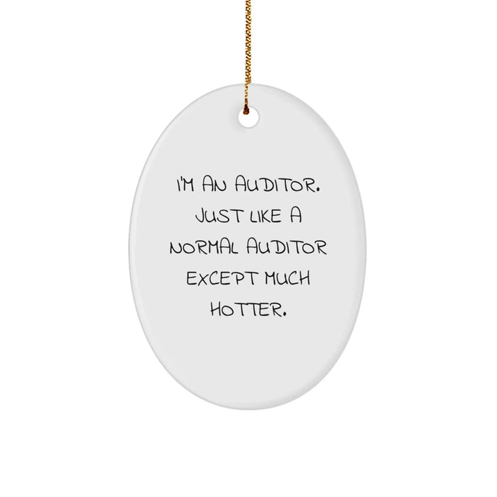 Auditor Gifts from Friends, Funny Oval Ornament for Men, 'I'm An Auditor. Just Like A Normal Auditor Except Much Hotter.' Christmas Unique Gift - Image 1