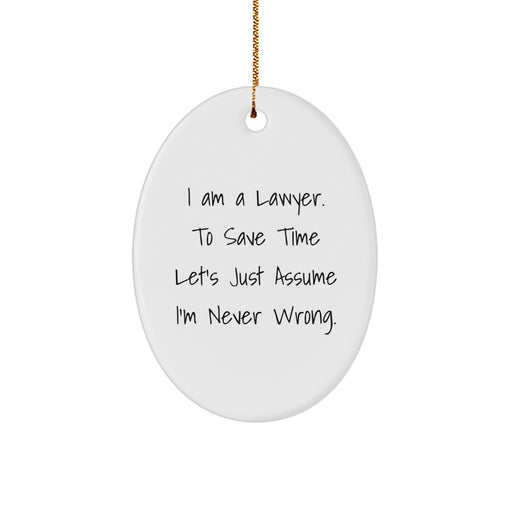 Funny Lawyer Gifts from Friends, Oval Ornament for Lawyers, I'm Never Wrong Christmas Unique Gifts - Image 1
