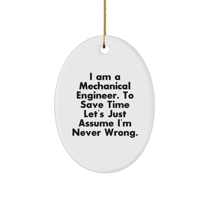 Funny Mechanical Engineer Gifts for Him, Oval Shaped Ornament for Coworkers, Unique Christmas Unique Gifts from Friends - Image 1