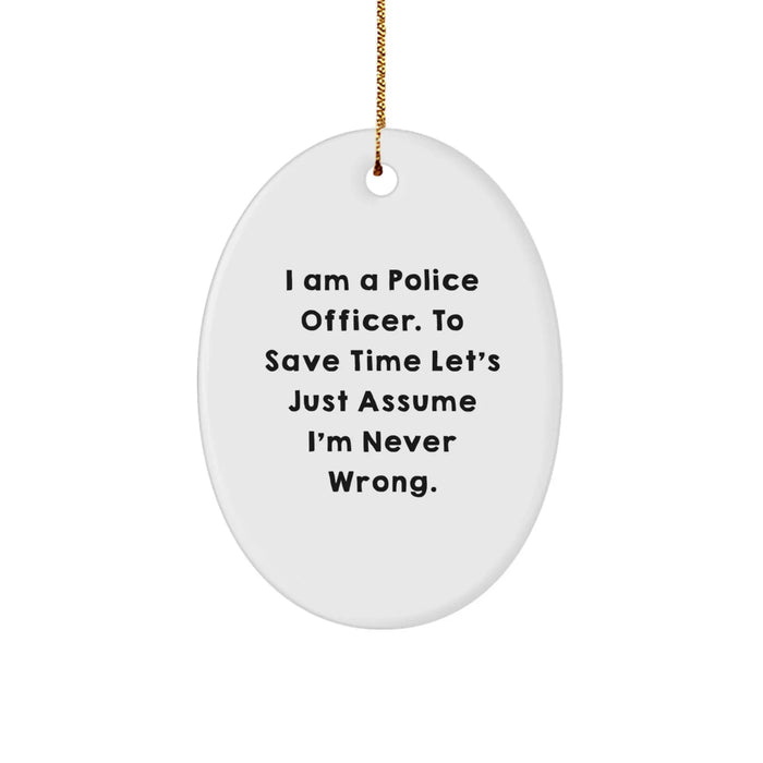 Funny Police Officer Oval Ornament Gifts from Family to Friends Men Women Coworkers - Christmas Unique Presents - Image 1