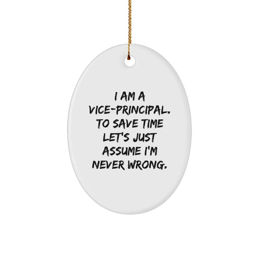 Funny Vice-principal Christmas Unique Gifts from Friends, Oval Ornament for Vice-principal, I'm Never Wrong Decoration, Gifts for Vice-principal Men Women - Image 1