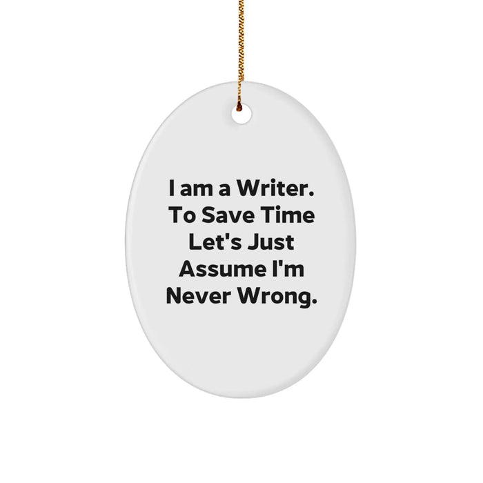 Funny Writer Oval Ornament Gifts for Men Women from Friends Family - Oval Ornament Writer Christmas Unique Gifts - Image 1