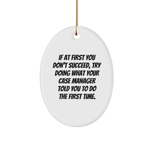 Funny Case Manager Gifts, Oval Ornament, Inspirational Quote, Gifts from Family, Christmas Unique Gifts for Case Manager, Oval Shaped MDF with Gold Cord - Image 1