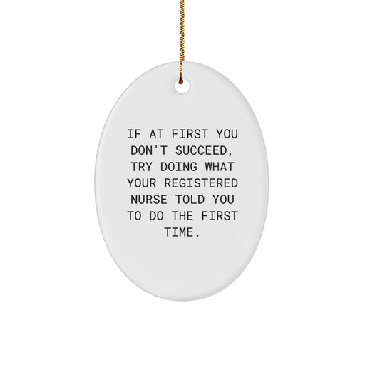 Funny Registered Nurse Gifts, Oval Ornament Quote Decor, Gifts from Men to Friends, Christmas Unique Gifts for Registered Nurses - Image 1