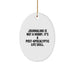 Funny Journaling Gifts from Friends for Women - Oval Ornament with Post-apocalyptic Life Skill Quote, White, Christmas Unique Gifts - Image 1