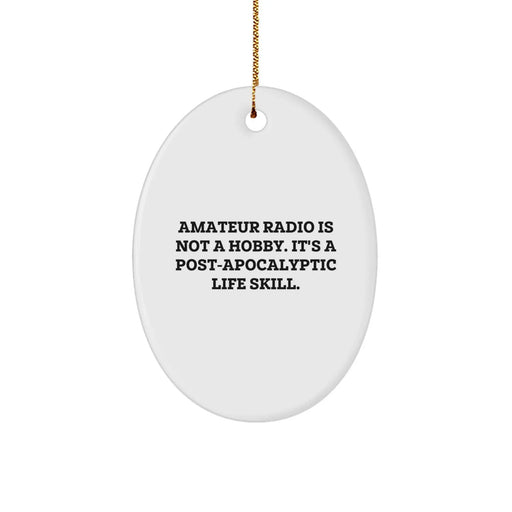 Funny Amateur Radio Oval Ornaments, Gifts from Men to Amateur Radio Friends for Christmas, Inspirational Post-apocalyptic Life Skills - Image 1