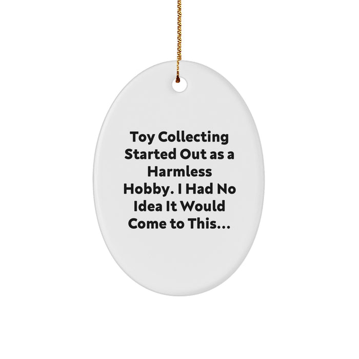 Funny Toy Collecting Gifts for Friends and Family, Oval Ornament with Toy Collecting Quote, Christmas Unique Decorations - Image 1