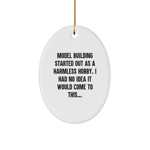 Funny Model Building Oval Ornaments, Gifts from Friends for Christmas Unique Model Building Enthusiasts - Image 1