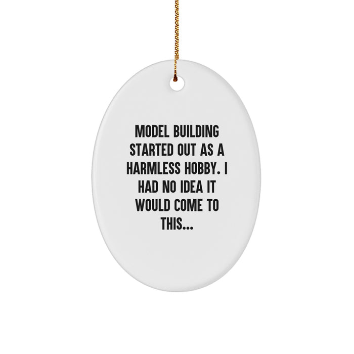 Funny Model Building Oval Ornaments, Gifts from Friends for Christmas Unique Model Building Enthusiasts - Image 1