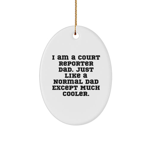 Court Reporter Dad Gifts for Christmas - Unique Oval Ornament with Funny Quote - Gifts from Men to Family and Friends - Image 1