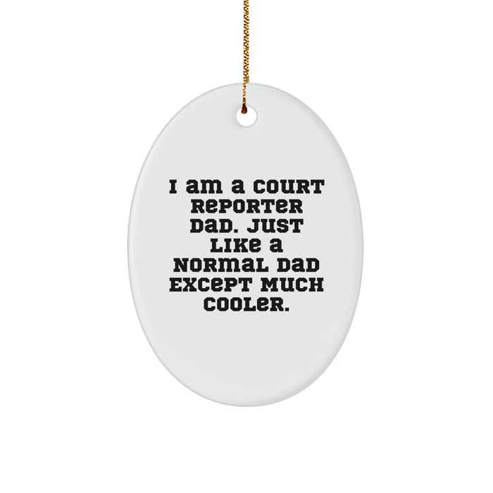 Court Reporter Dad Gifts for Christmas - Unique Oval Ornament with Funny Quote - Gifts from Men to Family and Friends - Image 1