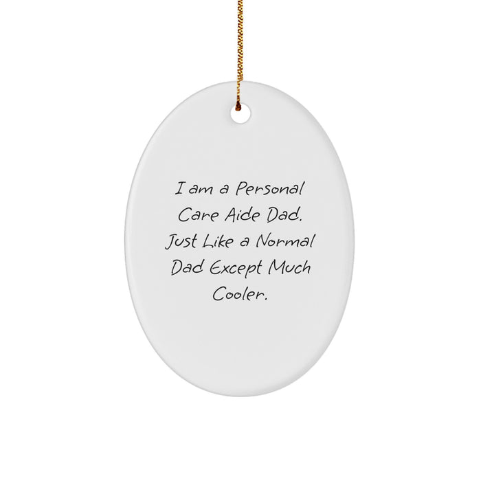 Funny Personal Care Aide Dad Gifts from Men to Family for Christmas Unique Oval Ornaments - Image 1