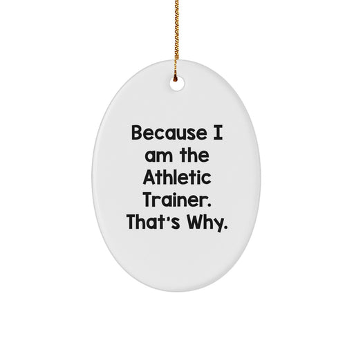 Funny Athletic Trainer Gifts from Friends, Christmas Unique Oval Ornaments for Men Women Family, Because I Am The Athletic Trainer, That's Why. - Image 1