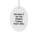 Funny Athletic Trainer Gifts from Friends, Christmas Unique Oval Ornaments for Men Women Family, Because I Am The Athletic Trainer, That's Why. - Image 1