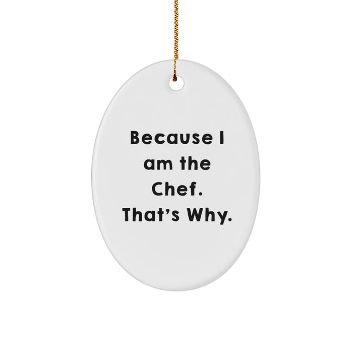 Funny Chef Christmas Oval Ornament Gifts from Men to Chef Friends and Family - Image 1