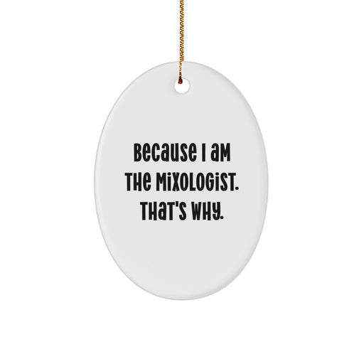 Funny Mixologist Gifts from Men to Friends and Family during Christmas Unique Gifts - Because I Am The Mixologist. That's Why. Oval Ornament - Image 1