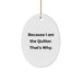 Quilter Gifts from Men, Christmas Unique Oval Ornament Because I Am The 'Quilter' That's Why, Oval Shaper Gift for Quilter Friends - Image 1