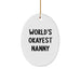Funny Nanny Gifts from Family to Nanny, World's Okayest Nanny Oval Ornament, Christmas Unique Gifts - Image 1