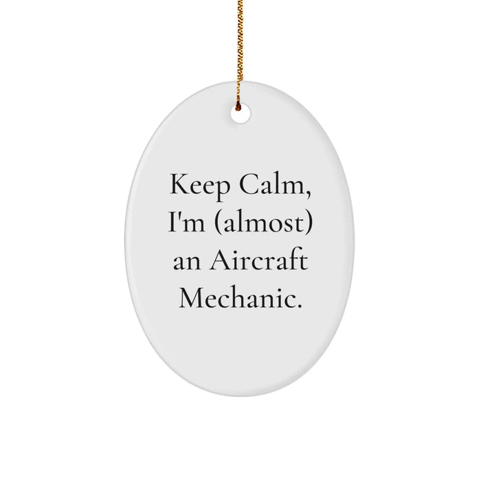Funny Aircraft Mechanic Gift for Friends, Unique Oval Ornament, Christmas Unique Gifts from Friends to Friends - Image 1