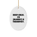Funny Therapist Gift, Oval Ornament, Keep Calm I'm almost a Therapist, Christmas Unique Gifts from Friends to Therapist - Image 1
