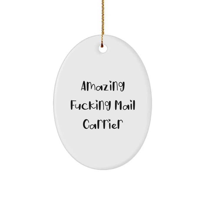 Funny Mail Carrier Oval Ornament Gifts from Men for Women Friends and Family - Amazing F--king Mail Carrier Christmas Unique Gifts - Image 1