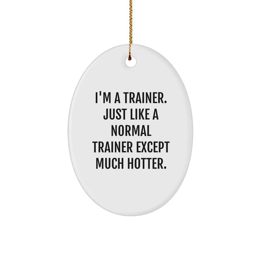 Funny Trainer Gifts from Friends for Trainers, I'm A Trainer. Just Like A Normal Trainer Except Much Hotter., Oval Ornament, Christmas Unique Presents - Image 1