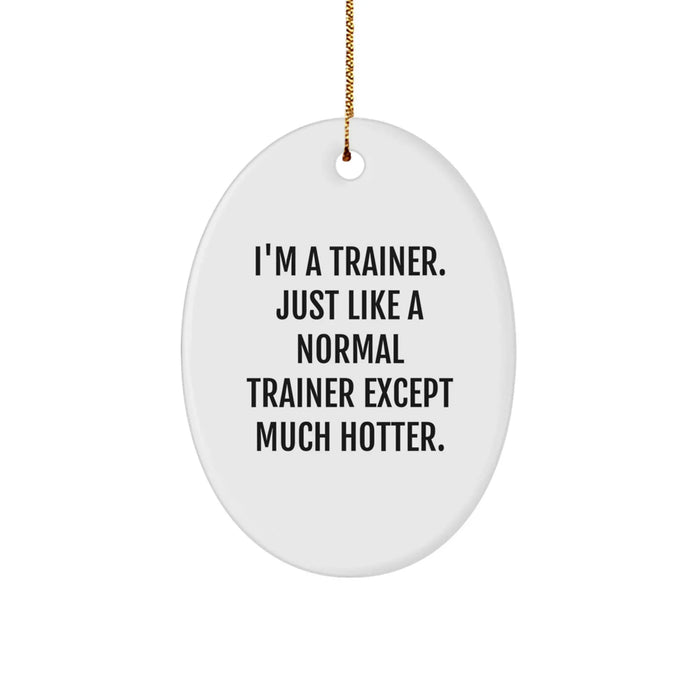 Funny Trainer Gifts from Friends for Trainers, I'm A Trainer. Just Like A Normal Trainer Except Much Hotter., Oval Ornament, Christmas Unique Presents - Image 1