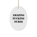 Funny Nurse Gifts for Christmas - Amazing 'F--king' Oval Ornament from Friends and Family - Image 1