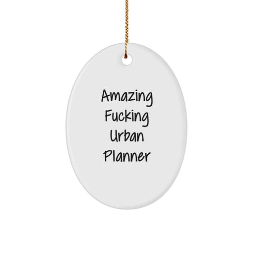 Funny Urban Planner Gifts for Men from Friends, Oval Ornament with Amazing F--king Urban Planner Quote, Christmas Unique Decor - Image 1