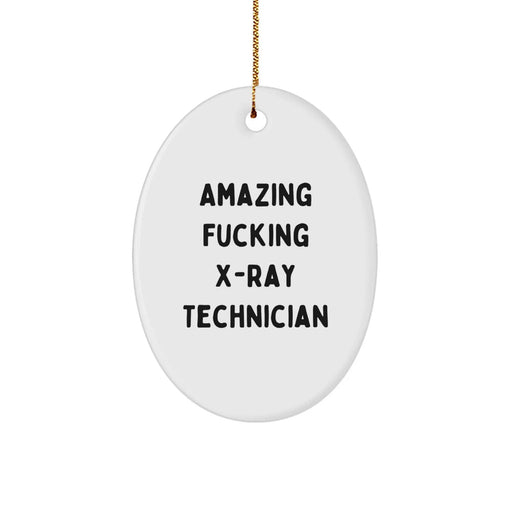 Funny X-Ray Technician Gifts for Men, 'Amazing F--king X-ray Technician' Oval Ornament, Christmas Unique Gifts from Men to Coworkers - Image 1