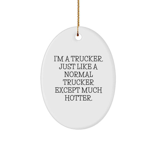 Funny Trucker Gifts from Men, Unique Oval Ornament for Trucker, Christmas Unique Gifts - Image 1