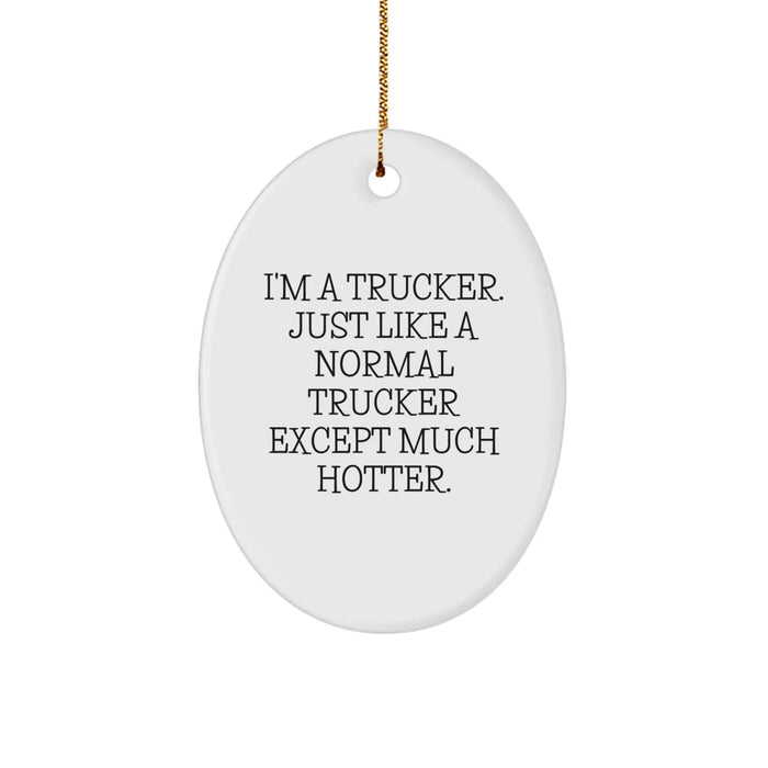 Funny Trucker Gifts from Men, Unique Oval Ornament for Trucker, Christmas Unique Gifts - Image 1