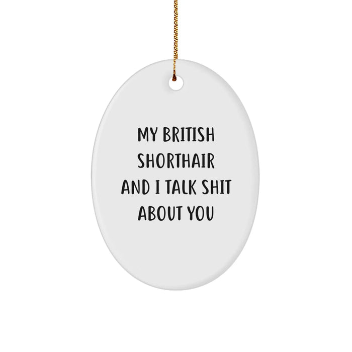 British Shorthair Cat Oval Ornament, Funny Quote Gifts from Men to British Shorthair Cat Owners, Christmas Unique Gifts - Image 1