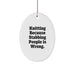 Knitting Oval Ornament Funny Gift for Knitting Lovers from Friends and Family - Image 1