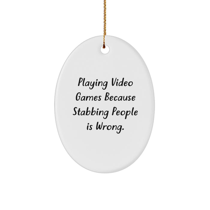Funny Playing Video Games Gifts for Men from Friends - Oval Ornament for Christmas Unique Gifts - Image 1