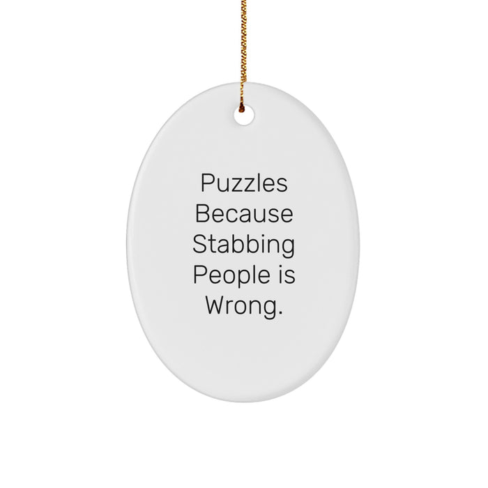 Funny Puzzles Oval Ornament Gifts from Men to Women Friends Family for Christmas Unique Presents - Image 1