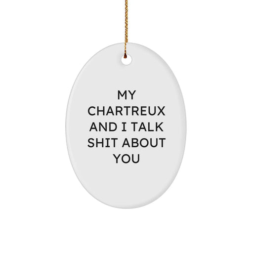 Funny Chartreux Cat Oval Ornament Gifts from Family for Friends, My Chartreux And I Talk Shit About You Christmas Unique Ornaments - Image 1