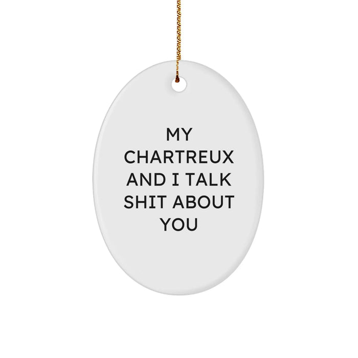 Funny Chartreux Cat Oval Ornament Gifts from Family for Friends, My Chartreux And I Talk Shit About You Christmas Unique Ornaments - Image 1