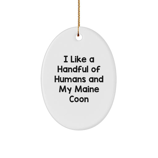 Funny Maine Coon Cat Gifts Oval Ornament for Friends - I Like A Handful Of Humans, Gifts from Women, Christmas Unique Gifts - Image 1